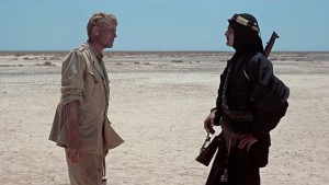 Peter O'Toole and Omar Sharif in a scene from Lawrence of Arabia