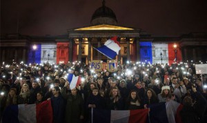 Public gathering in Paris mourning the November 2015 terror attack victims