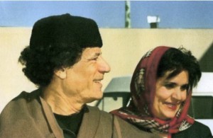 Muammar Gaddafi and his wife Safia
