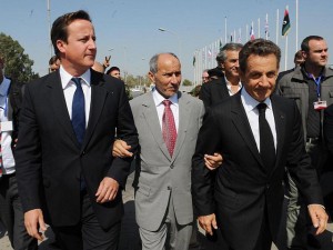 David Cameron, Nicolas Sarkosy in Benghazi, Libya, 2011