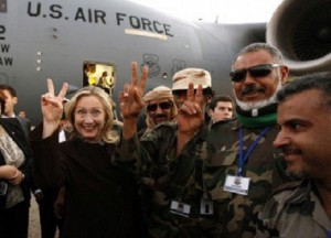 Hillary Clinton with Libyan rebels, 2011