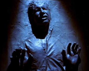 Han Solo frozen in Carbonite