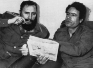 Muammar Gaddafi meets Fidel Castro