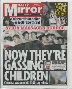 Daily Mirror headline on the gassing of children by Assad regime in Syria