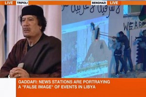 Libya's Mummar Gaddafi says Western media lying about situation in Libya