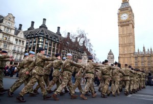 Armed Soldiers on patrol, London