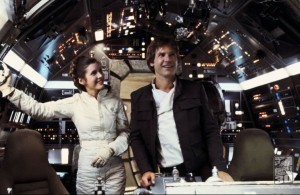 Harrison Ford and Carrie Fisher in Empire Strikes Back