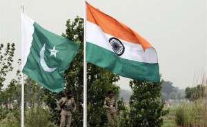 Flags on the Pakistan India border