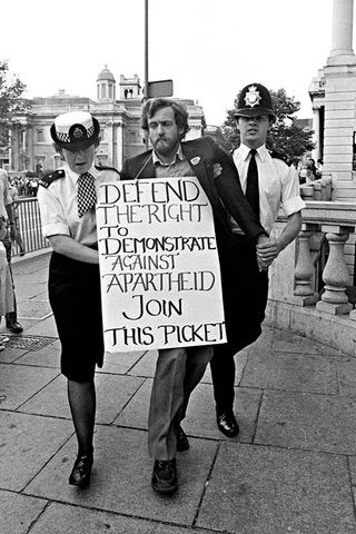 Young Jeremy Corbyn protesting Apartheid