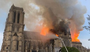 Notre Dame Cathedral on fire, 2019
