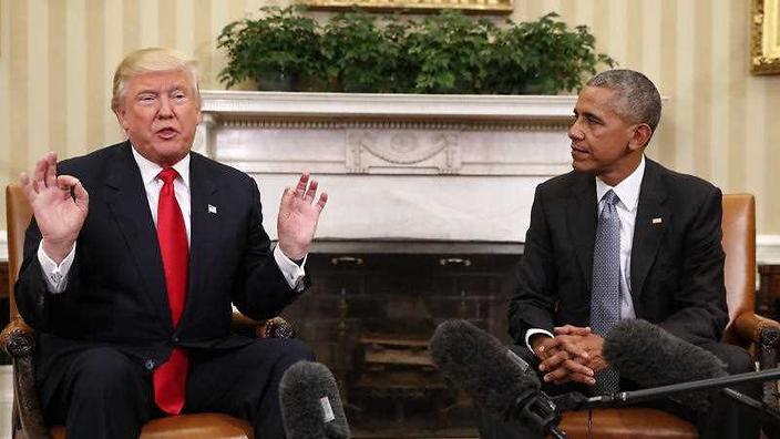 Donald Trump and Barack Obama in Whitehouse
