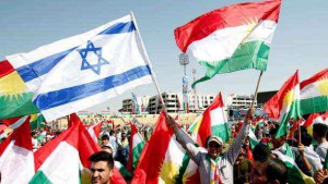 Kurdish and Israeli flags