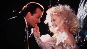 Bill Murray and Carol Kane in Scrooged