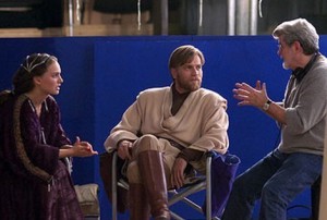 George Lucas, Ewan McGreggor and Natalie Portman