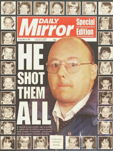 Daily Mirror frontpage: Dunblane Massacre, Thomas Hamilton