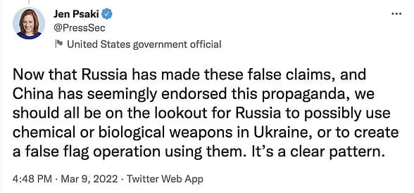 Jen Psaki statement on Russian chemical attack in Ukraine