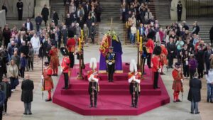 Queen Elizabeth lying in state at Westminster Abbey