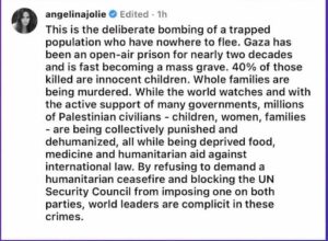 Angelina Jolie Gaza statement