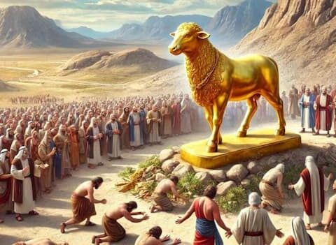 the Israelites worshipping the golden calf