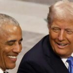 trump obama laughing