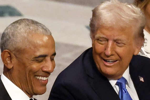 trump obama laughing