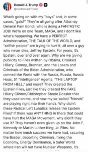 Trump tweet about Epstein