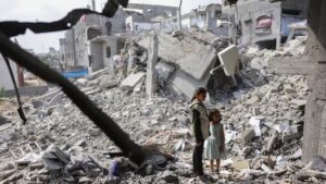 Children in the rubble, Gaza