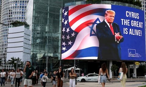 Israeli billboard shows Trump as Cyrus the great