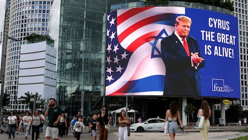 Israeli billboard shows Trump as Cyrus the great