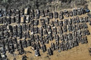 Burnt cars, Hamas attack October 7th