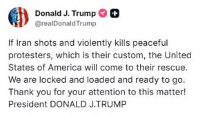 Trump tweet, Iran protests