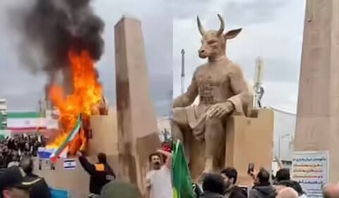 Iranians burning effigies of Baal.