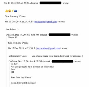 Ehud Barak, Epstein email, Mssad