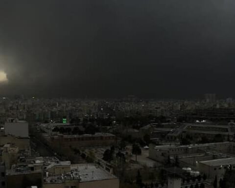Black rain, black sky, in Tehran