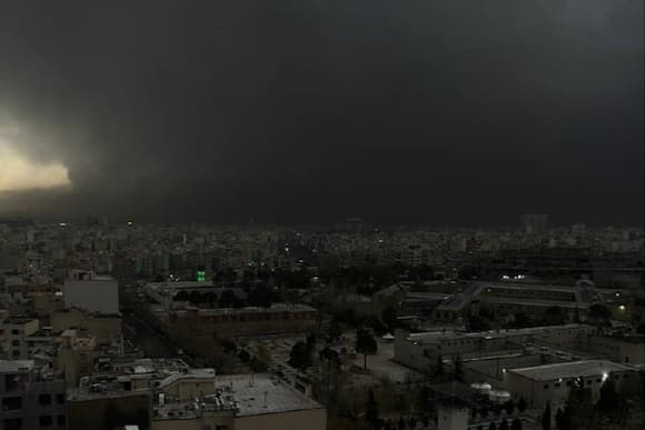 Black rain, black sky, in Tehran
