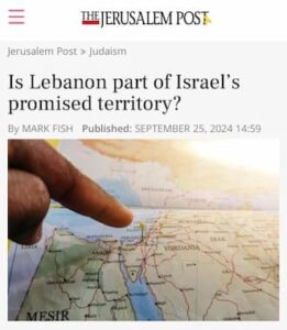 Jerusalem Post: Lebanon is Israel's land