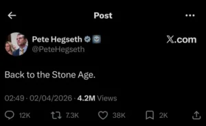Pete Hegseth tweet: Iran, Stone Age
